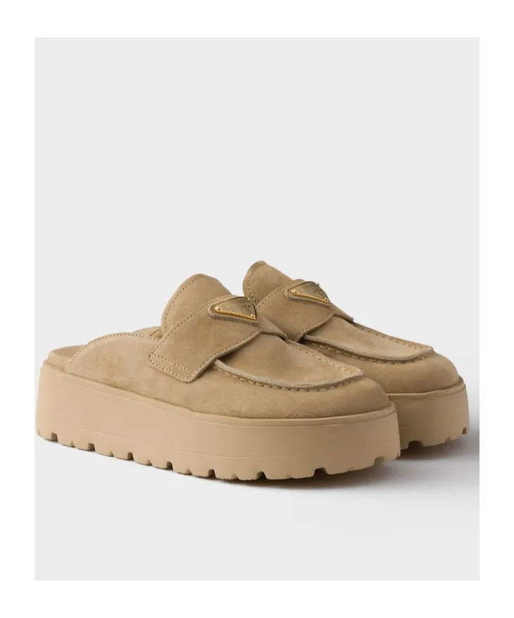 Triangle-Logo Round-Toe Slippers
