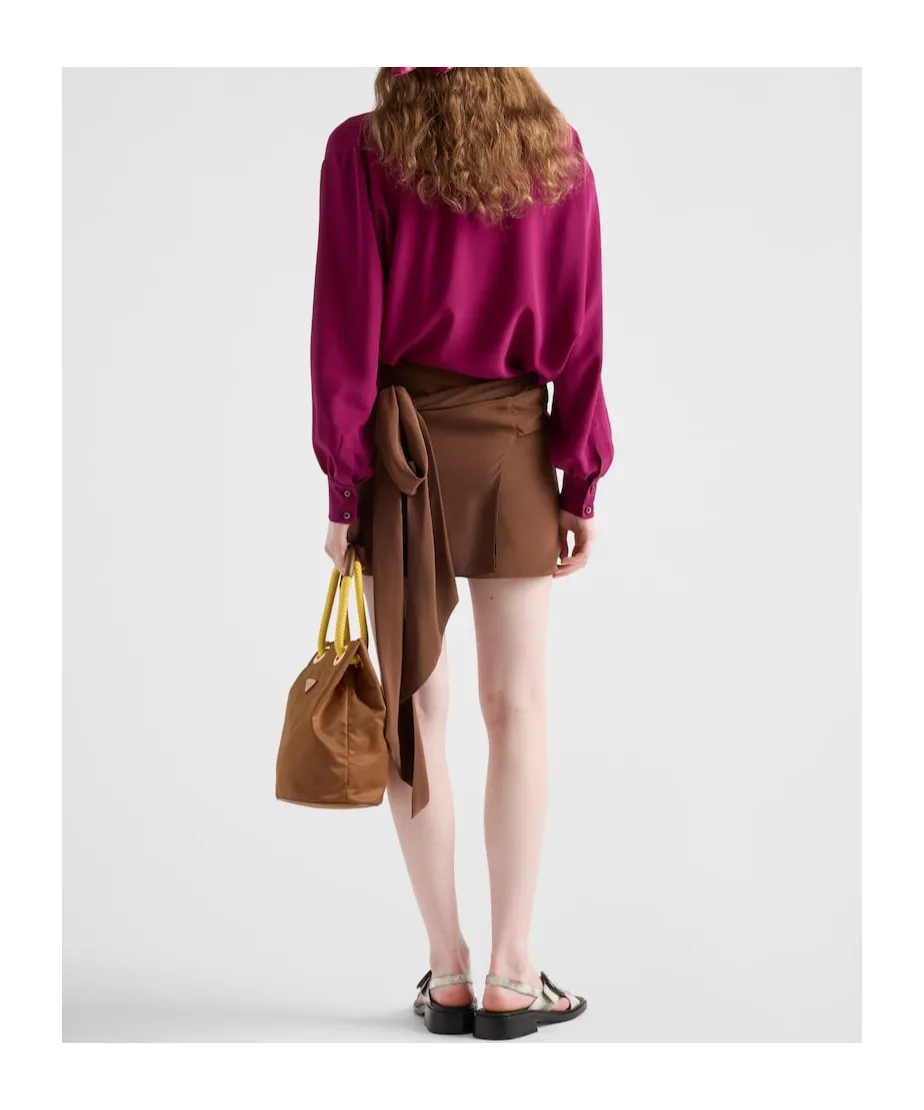 Crepe De Chine Draped Mini Skirt