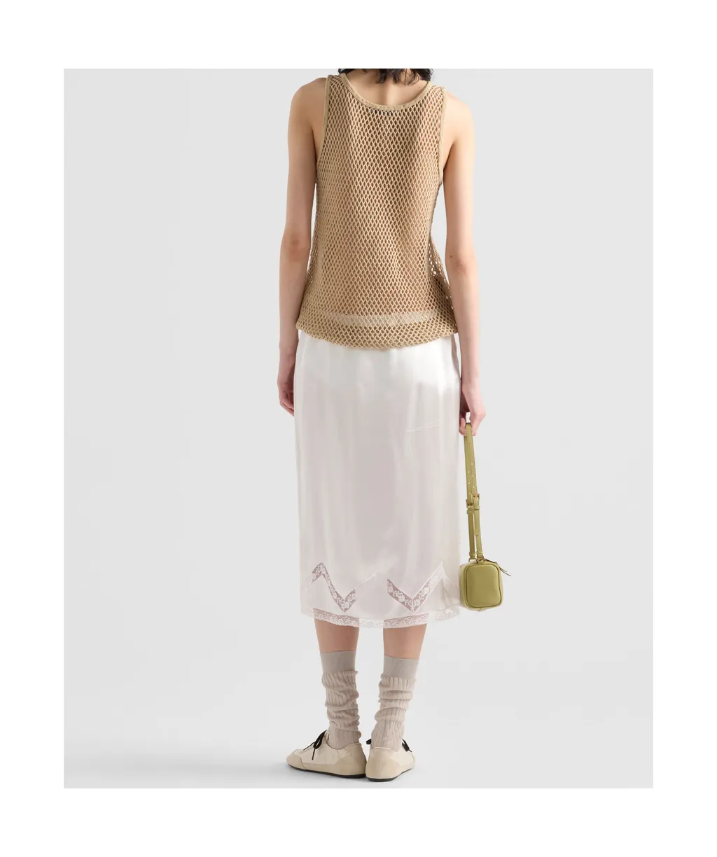 Triangle-Logo Open-Knit Tank Top