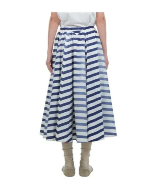 Striped A-Line Midi Skirt