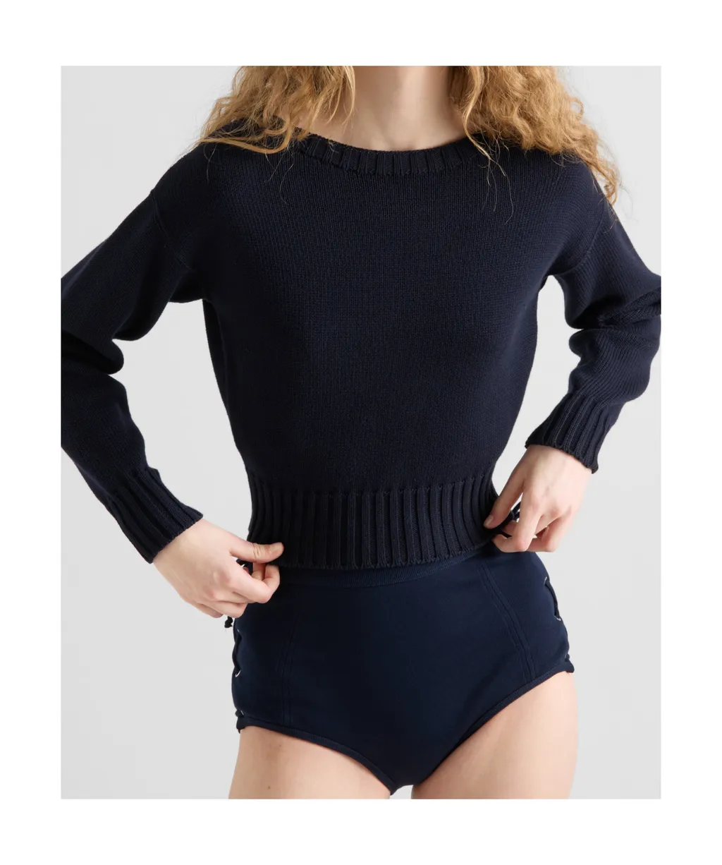 Boat-Neck Ribbed Jumper