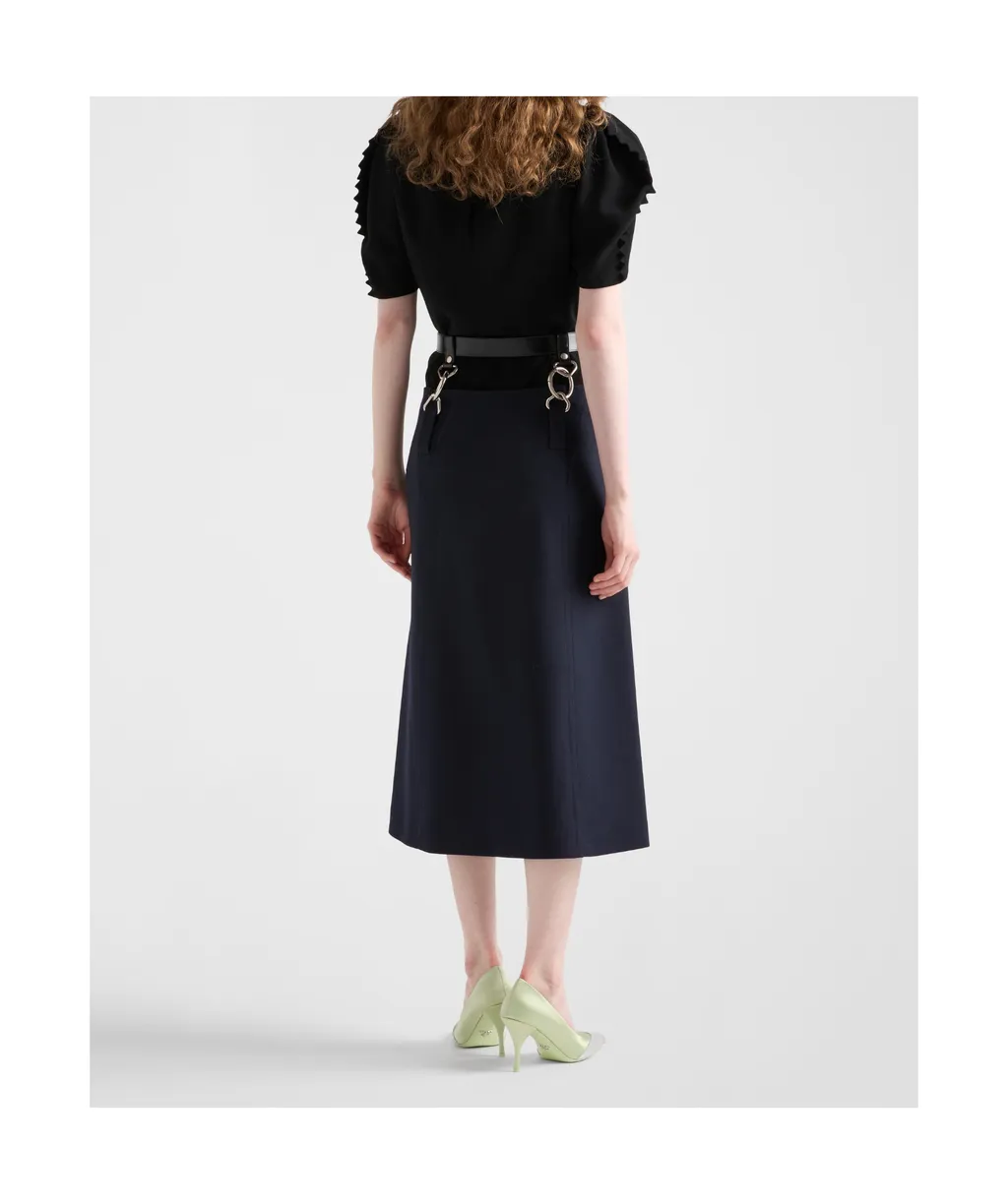 Rush Stitch Skirt With Belt