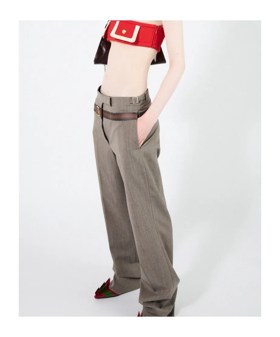 Belt-Detailed Pleated Trousers