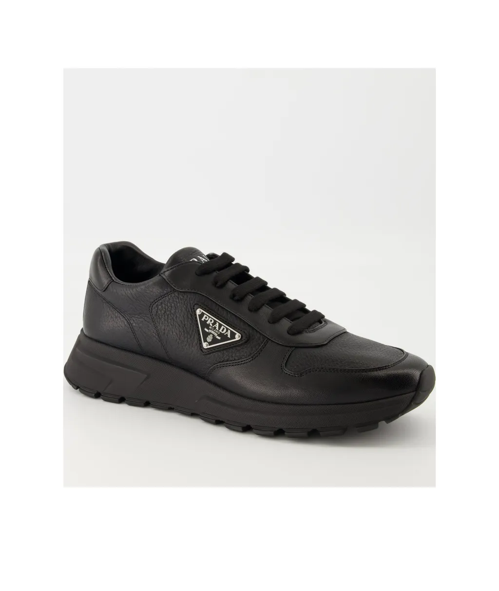 Triangle-Logo Lace-Up Sneakers