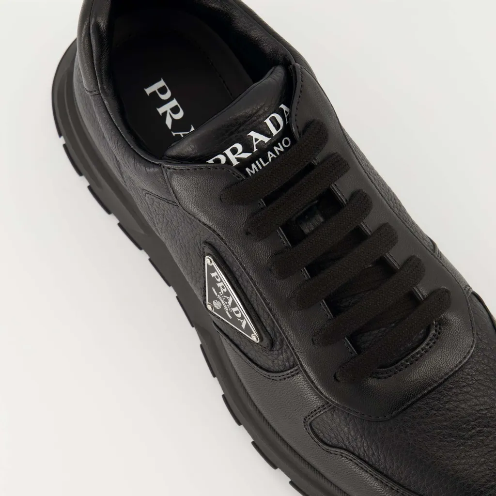 Triangle-Logo Lace-Up Sneakers