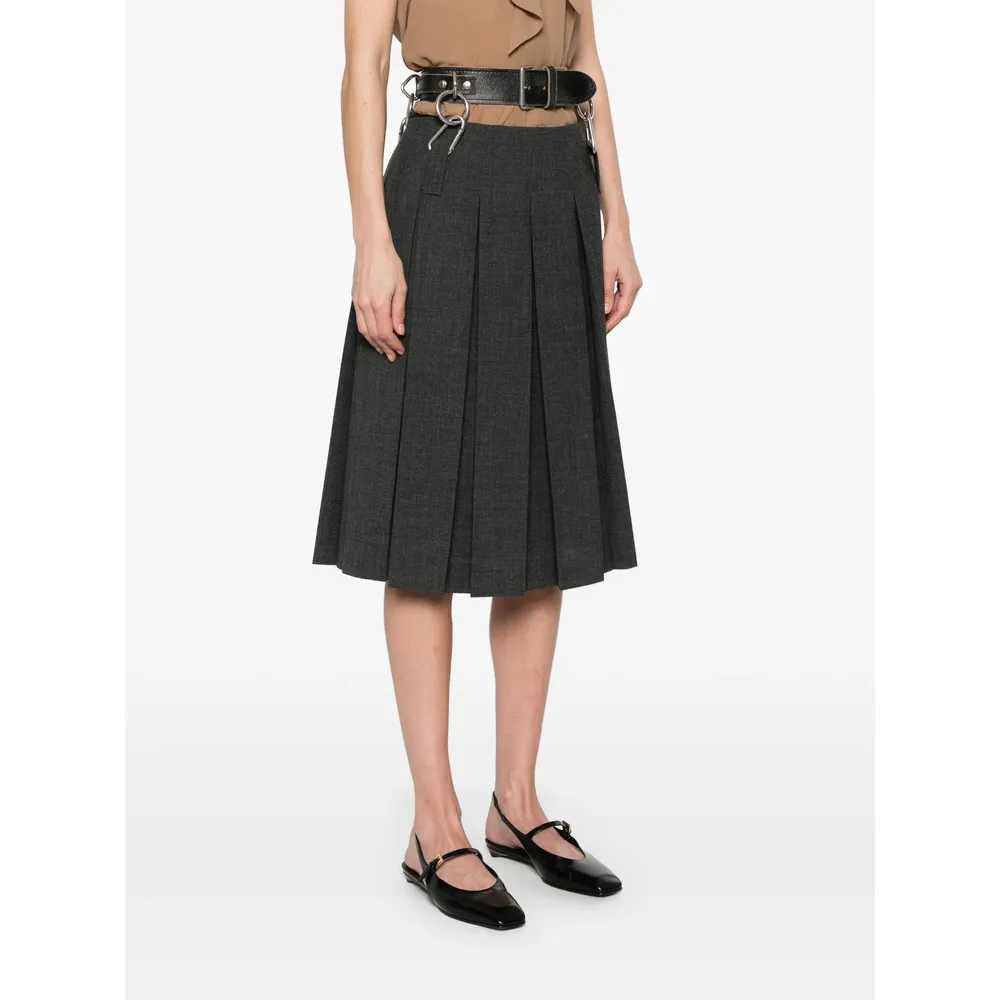Pleat Detailed Midi Skirt