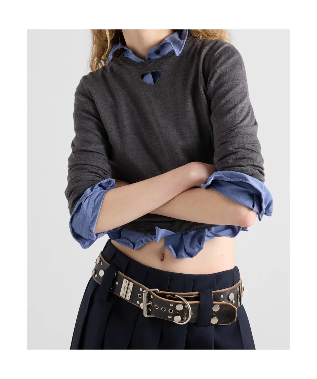 Cut-Out Detailed Crewneck Jumper