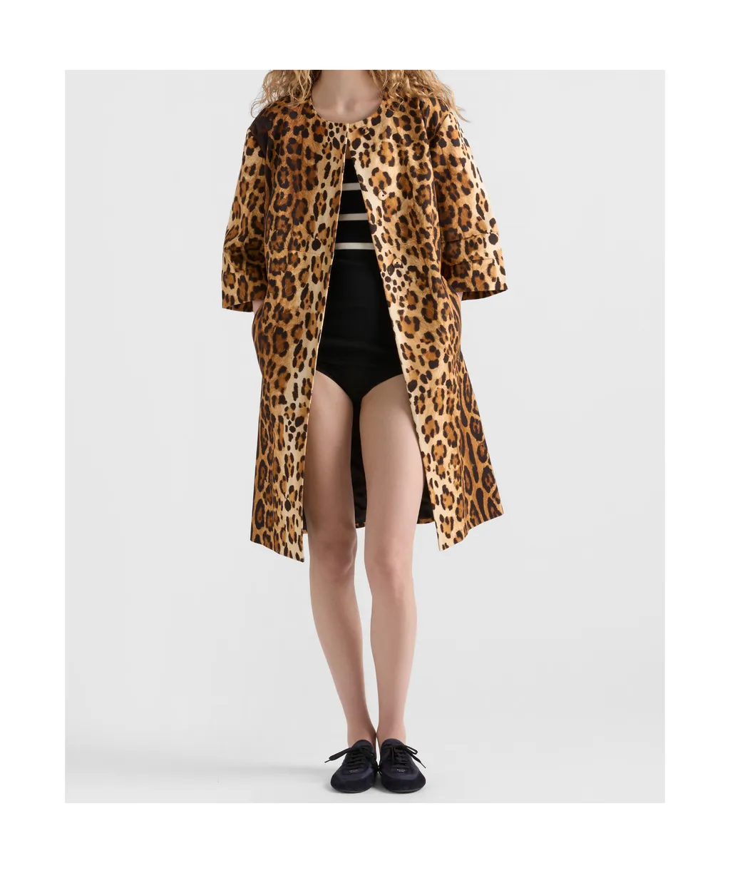 Single-Breasted Animal Print Drill Coat
