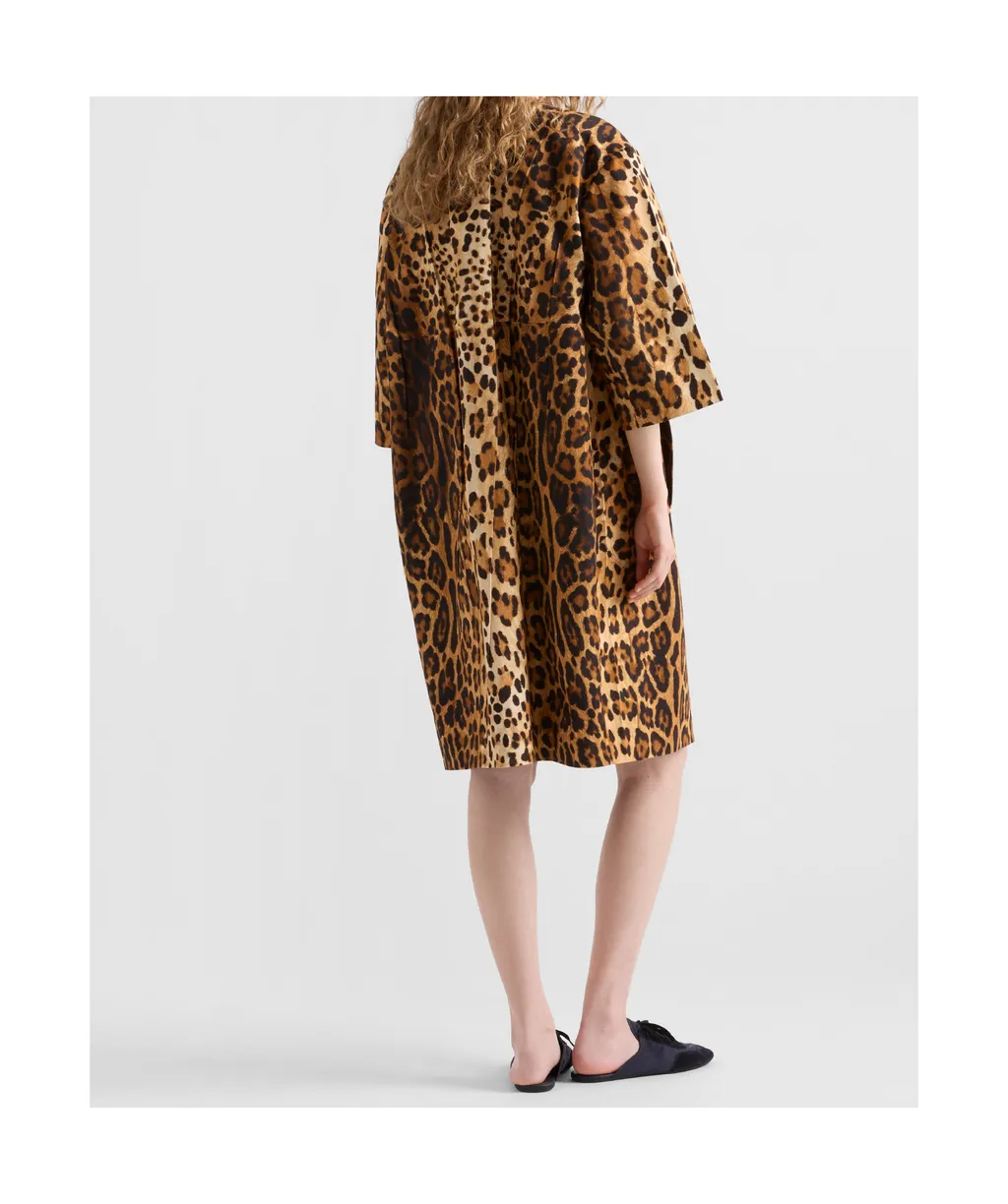 Single-Breasted Animal Print Drill Coat