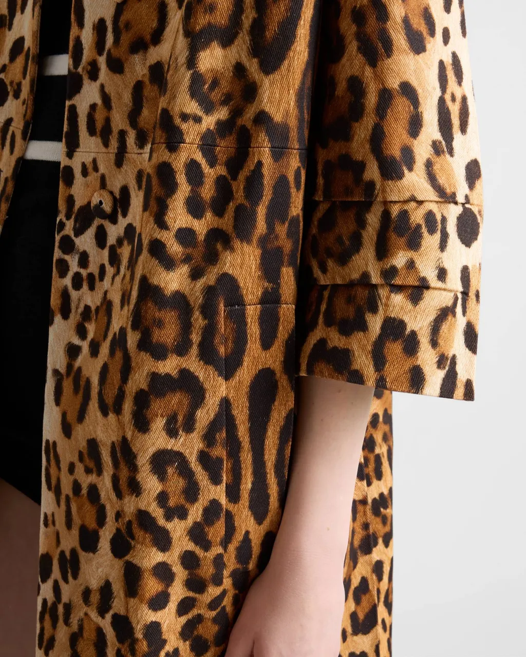 Single-Breasted Animal Print Drill Coat