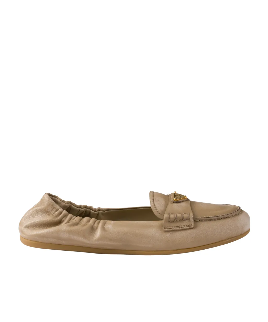 Triangle-Logo Round-Toe Loafers