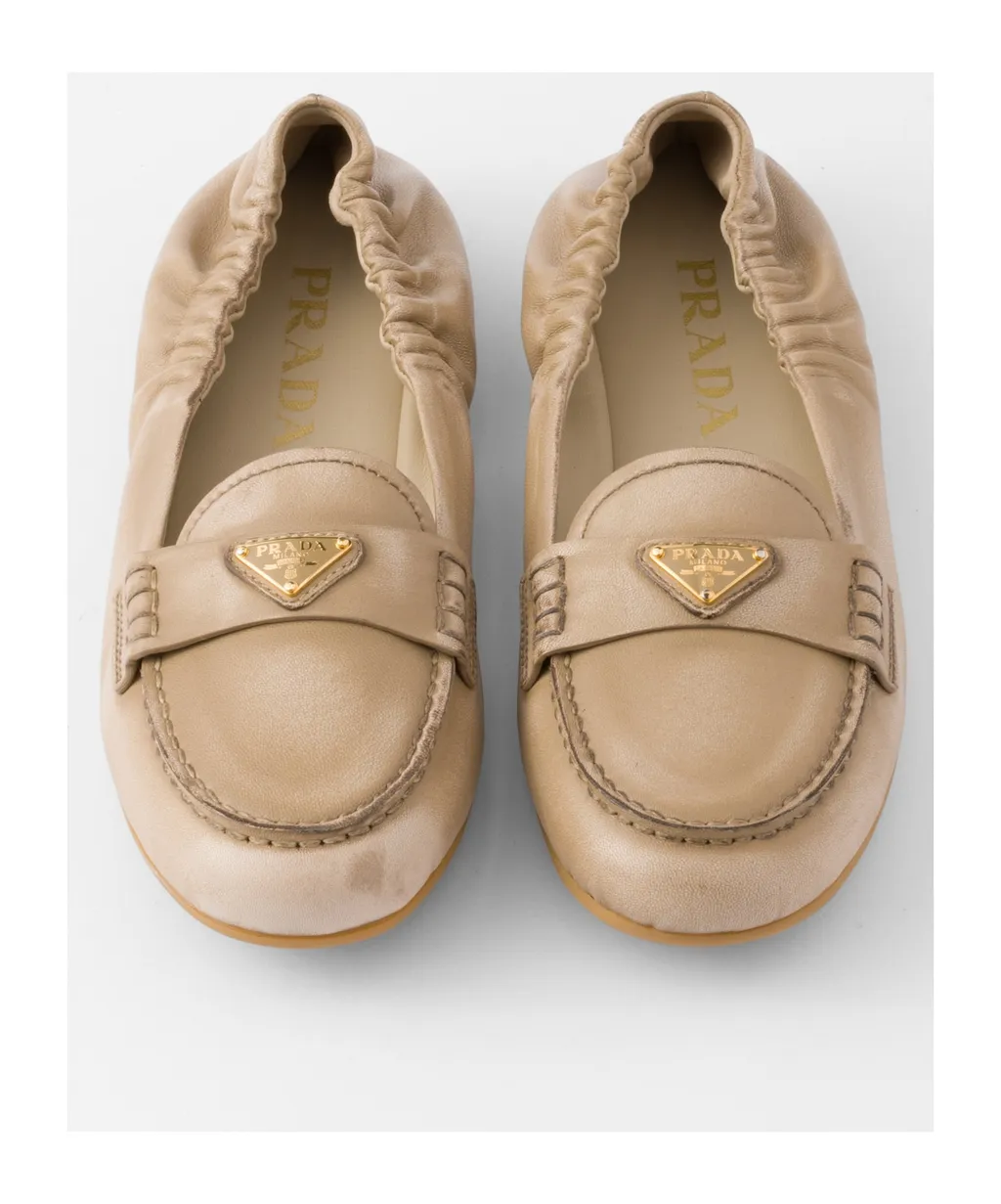 Triangle-Logo Round-Toe Loafers
