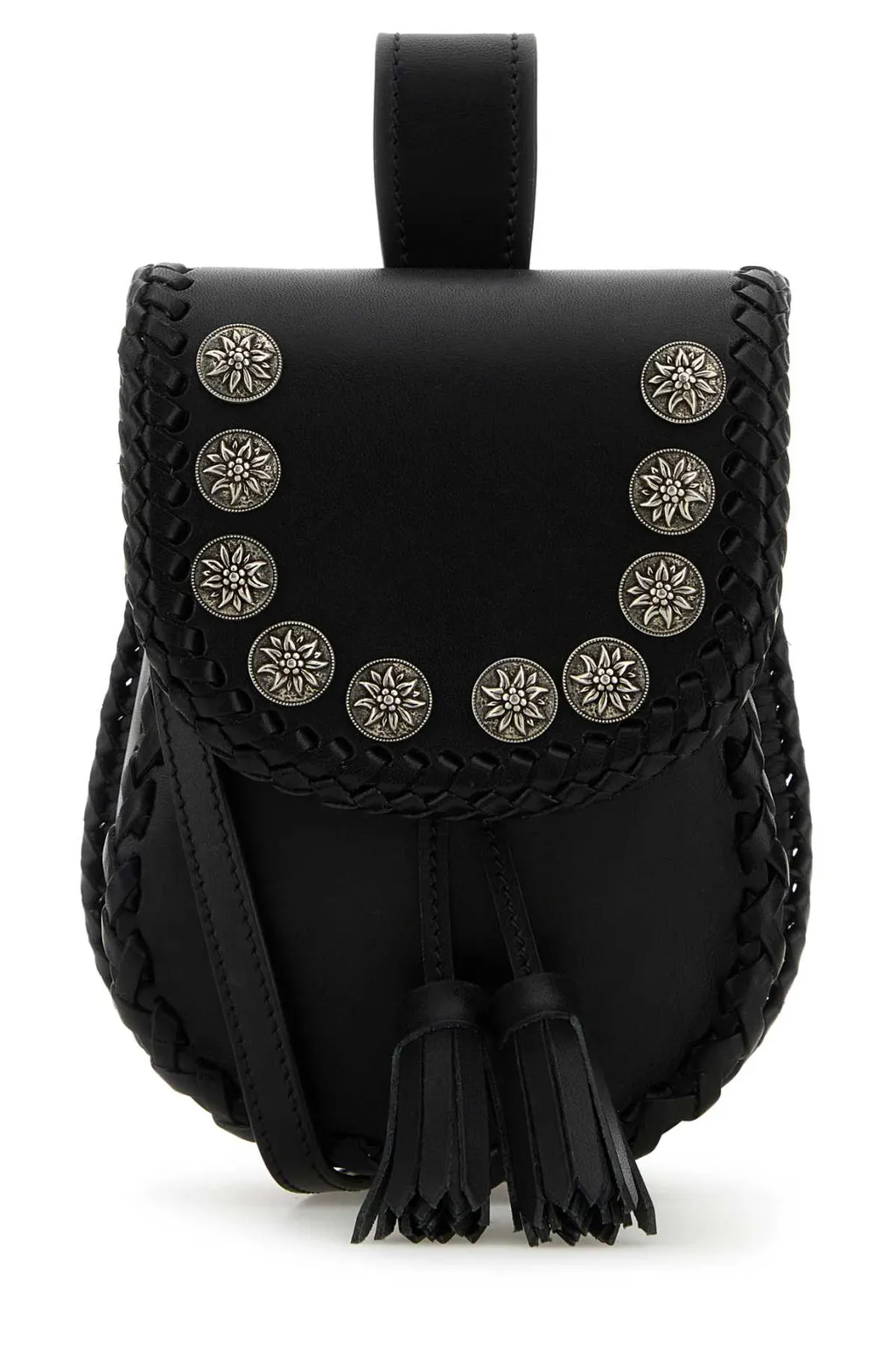 Tassel-Detailed Fold-Over Crossbody Bag