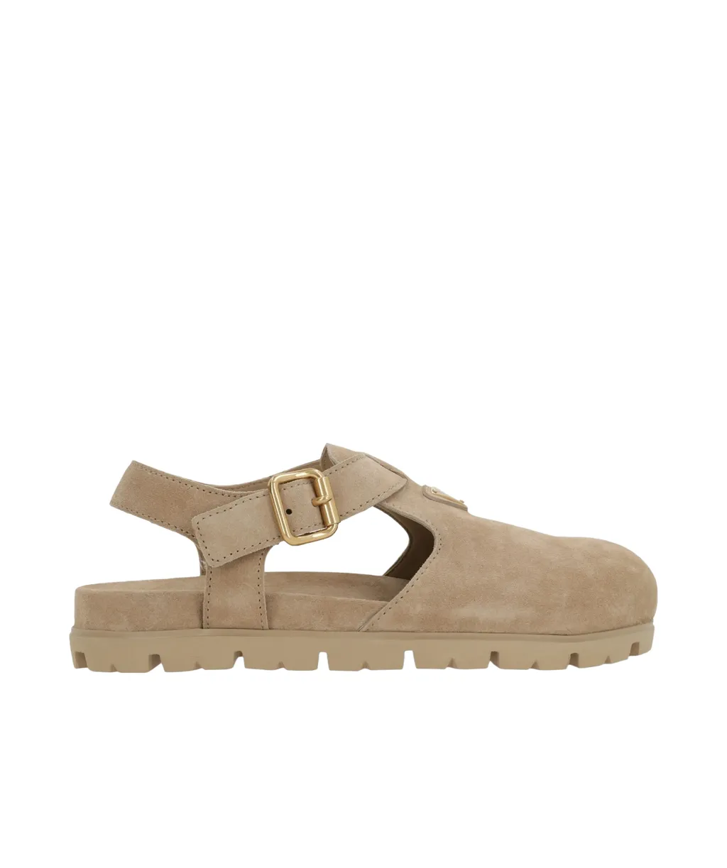 Triangle-Logo Buckle-Fastened Sandals