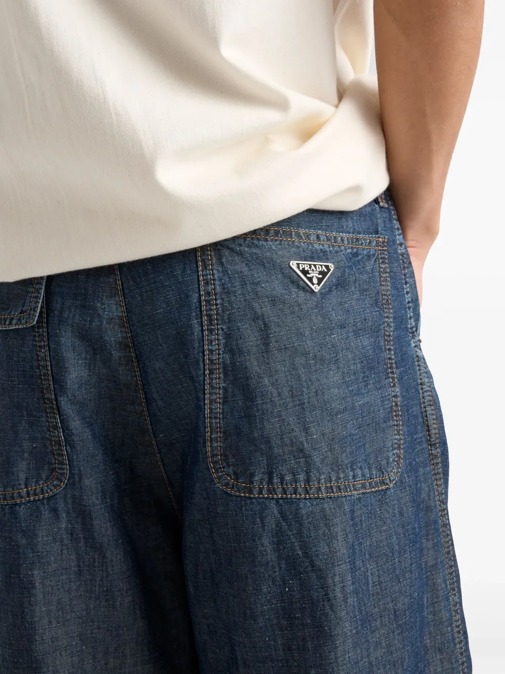 Chambray Triangle-Logo Denim Jeans