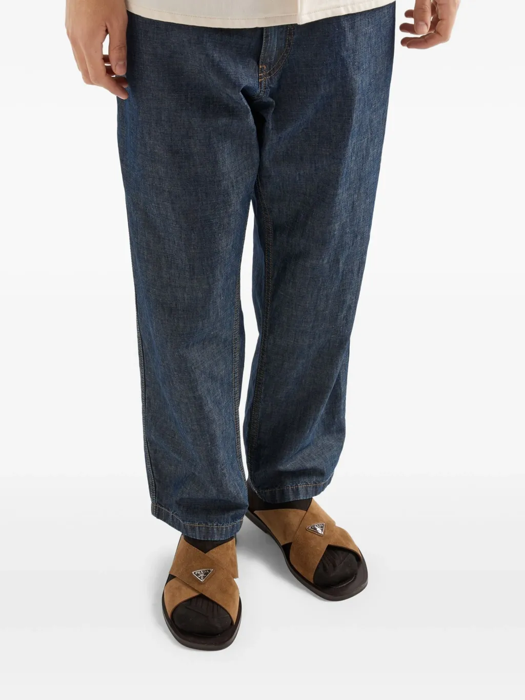 Chambray Triangle-Logo Denim Jeans