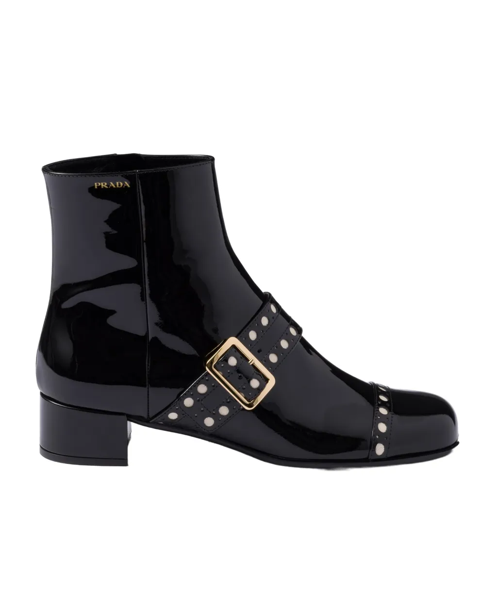 Square-Toe Patent-Finish Boots