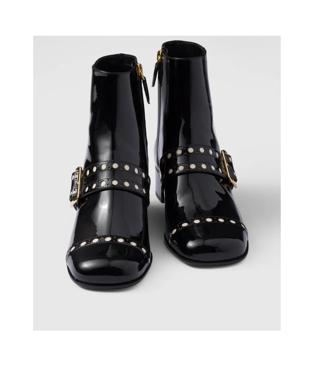 Square-Toe Patent-Finish Boots