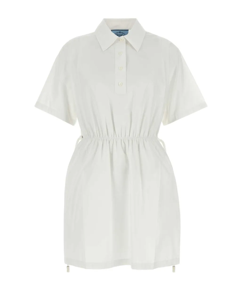 Short-Sleeved Drawstring Dress