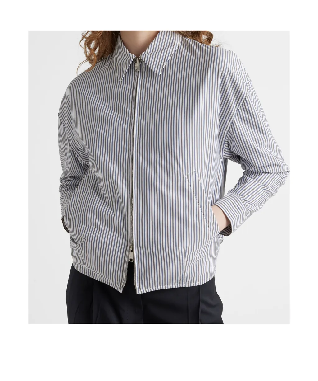 Striped Poplin Blouson Jacket