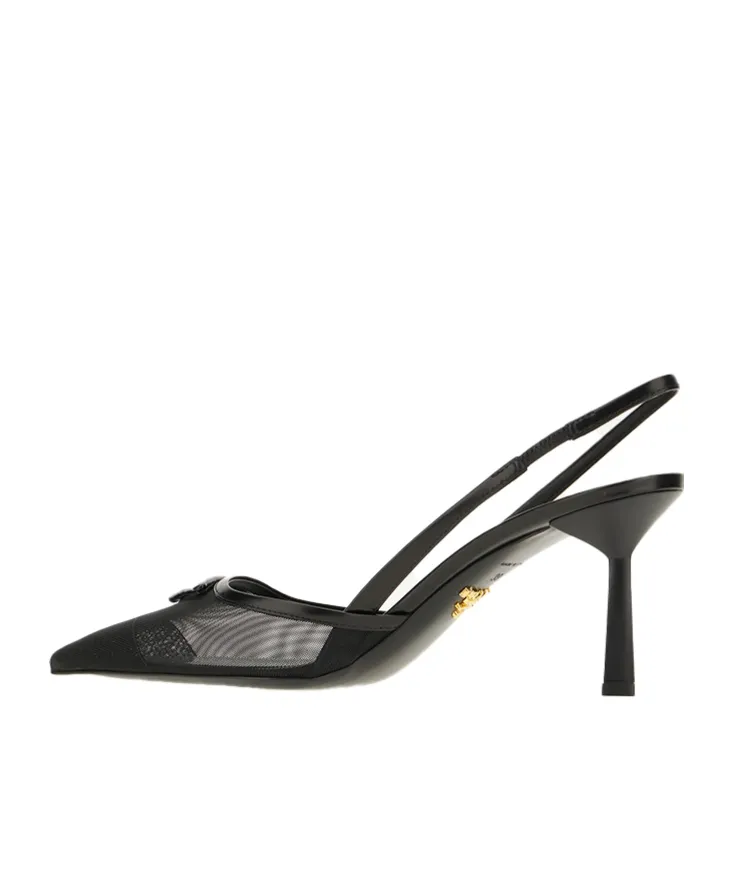 Mesh-Panelled Slingback Pumps