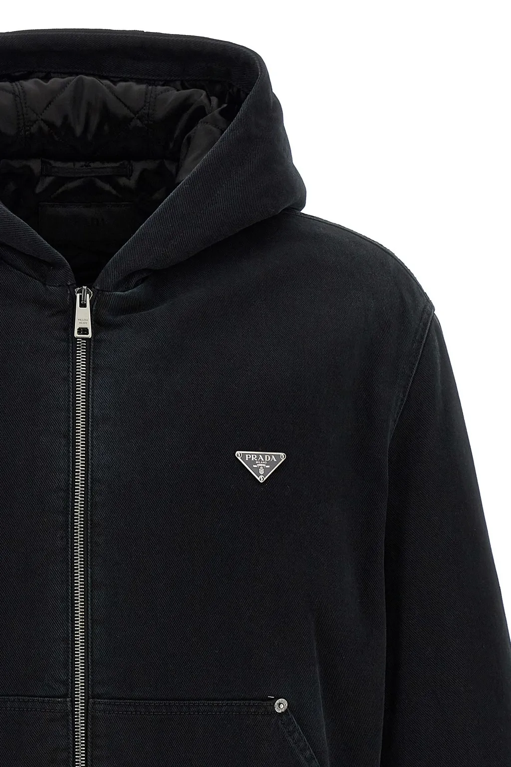 Logo Plaque Zipped Hooded Jacket