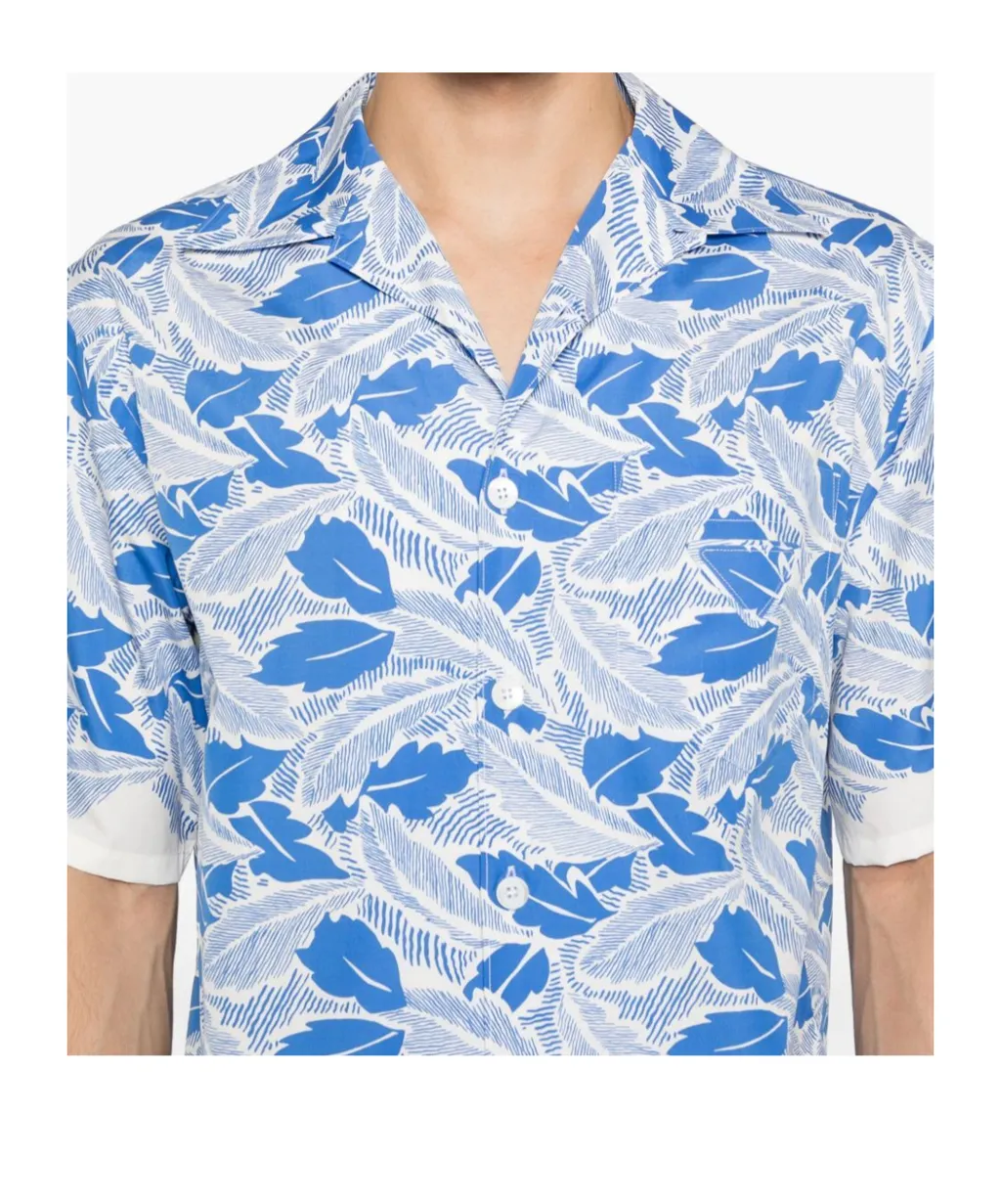 Leaf Print Short Sleeve Shirt