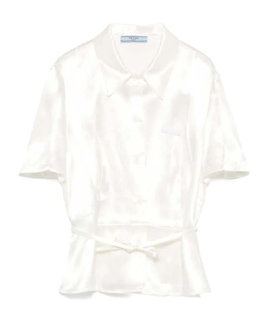 Short-Sleeved Satin Shirt