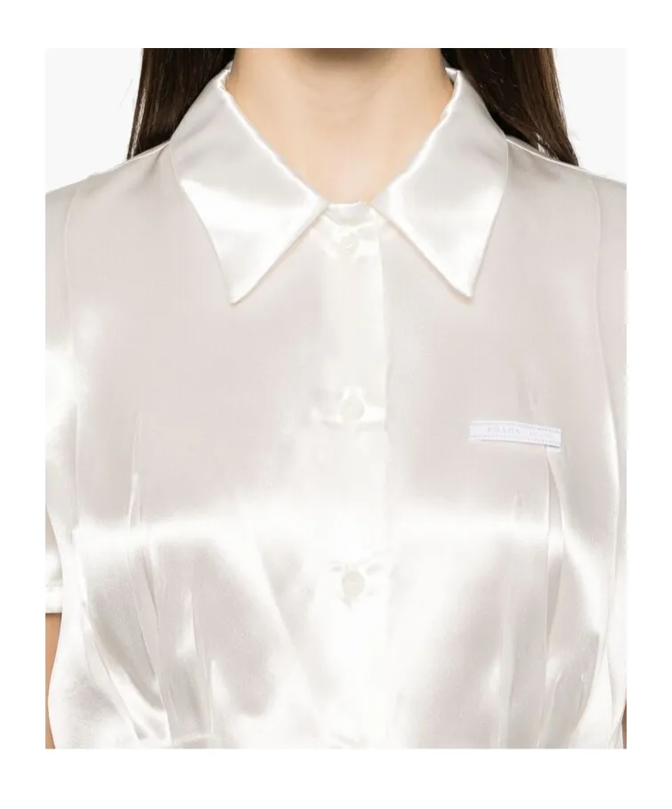 Short-Sleeved Satin Shirt