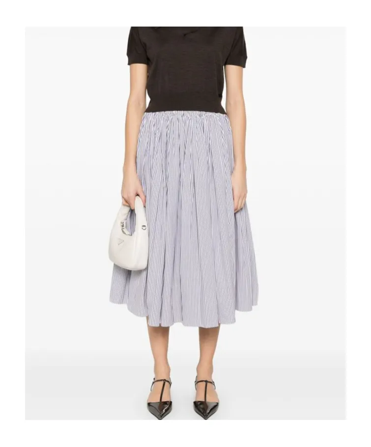Triangle-Logo Striped Skirt