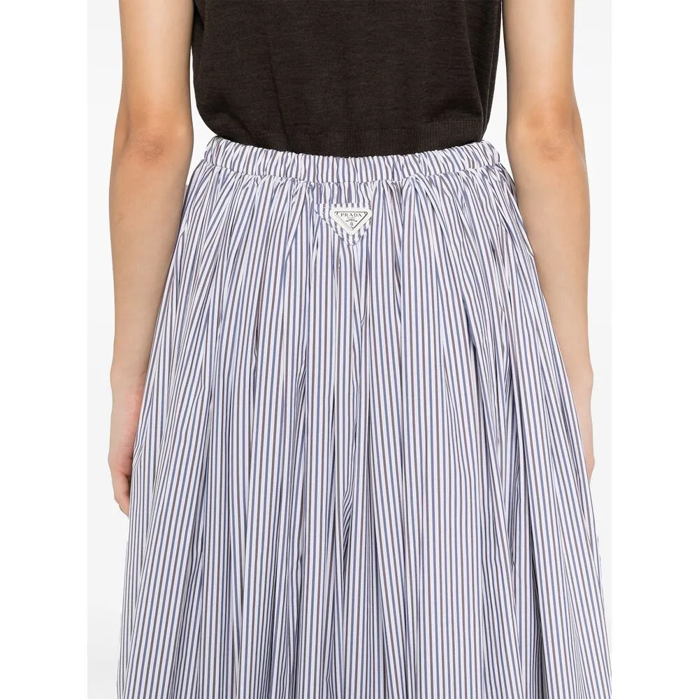 Triangle-Logo Striped Skirt