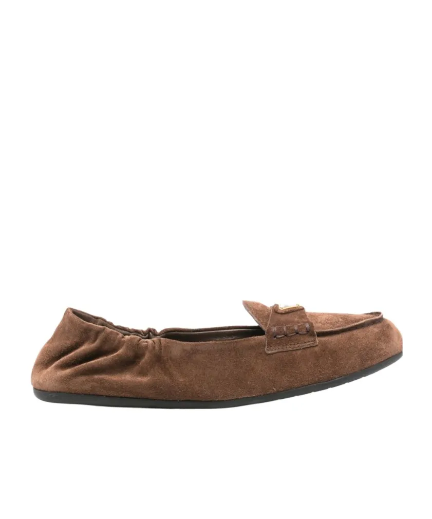 Triangle-Logo Round-Toe Loafers
