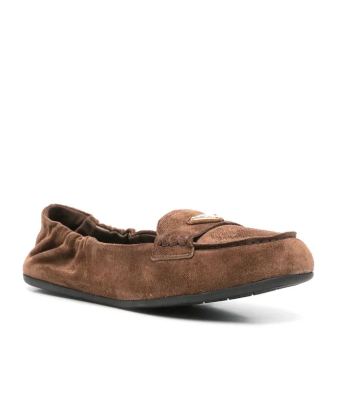 Triangle-Logo Round-Toe Loafers