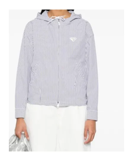 Triangle-Logo Striped Zipped Jacket