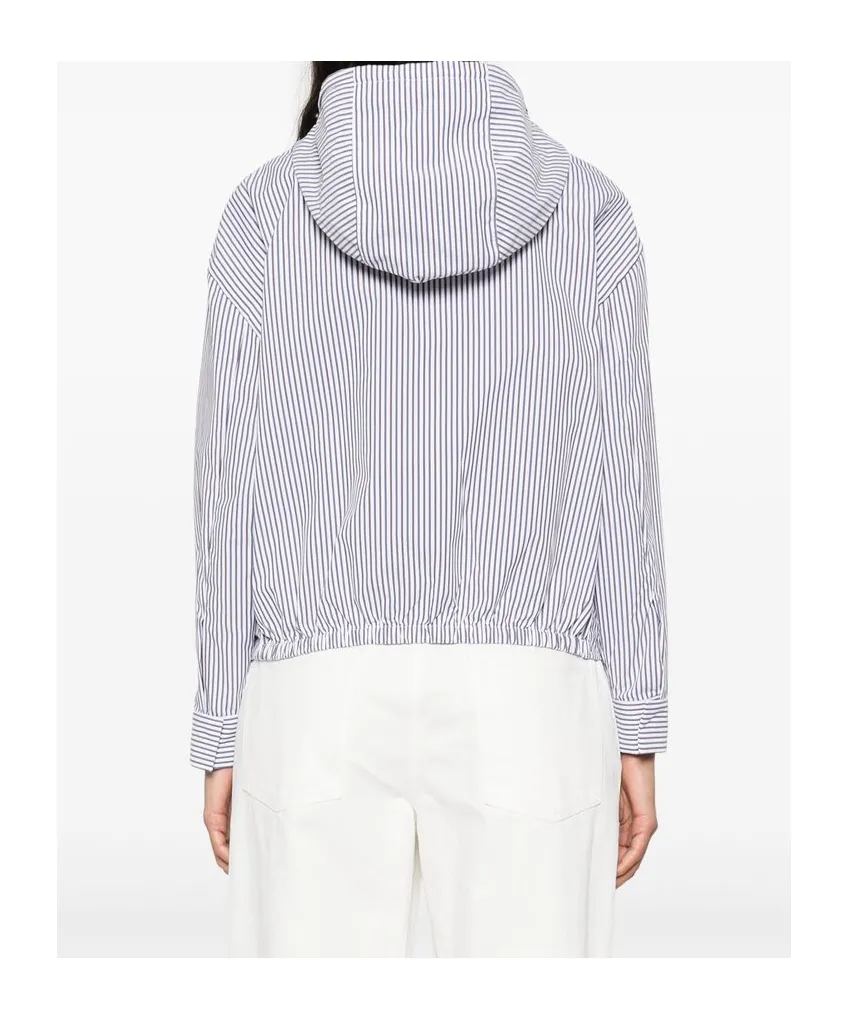 Triangle-Logo Striped Zipped Jacket