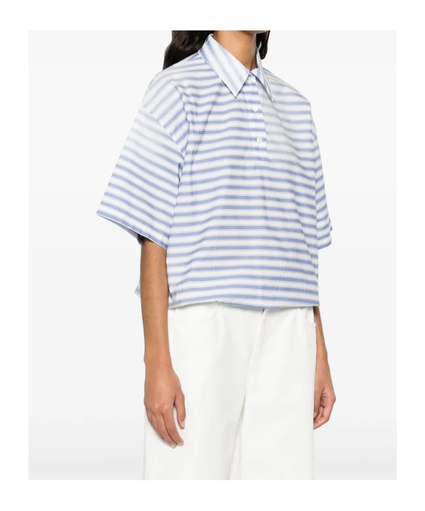 Striped Poplin Polo Shirt