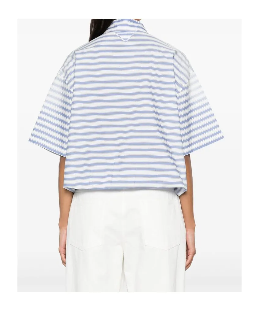 Striped Poplin Polo Shirt