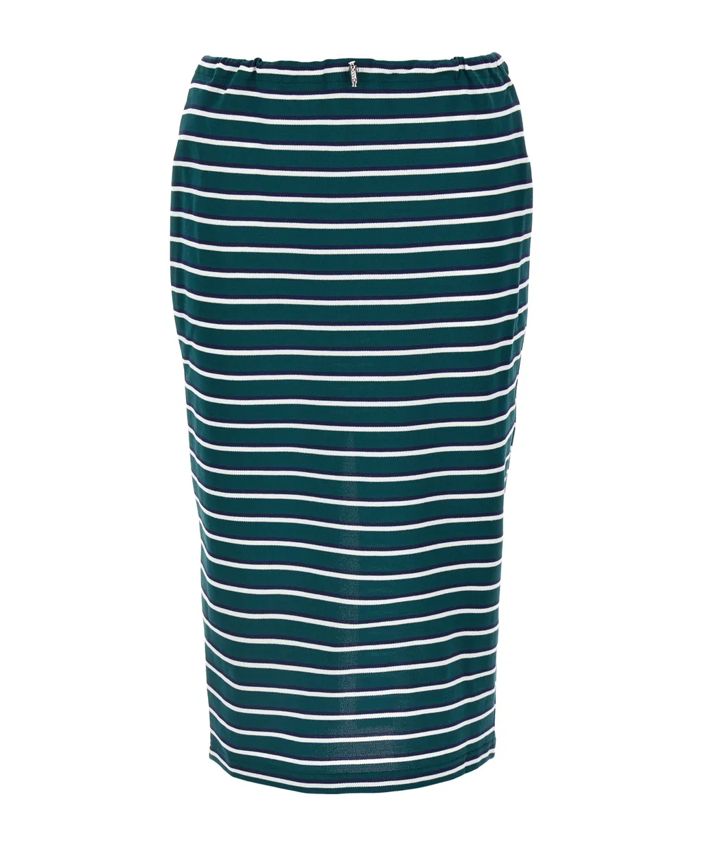 Striped Slit-Detailed Midi Skirt
