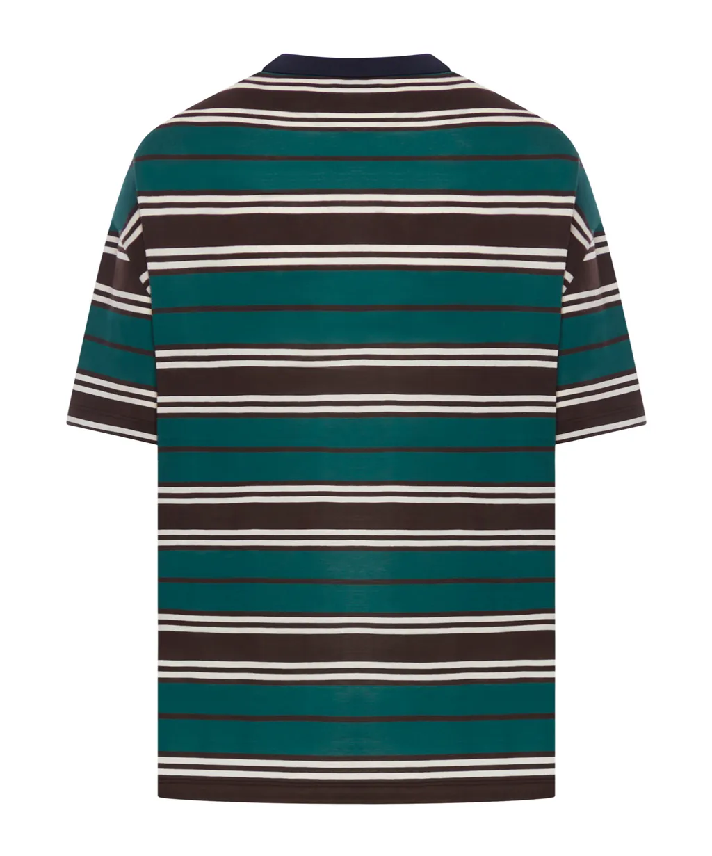 Logo Patch Striped Crewneck T-Shirt