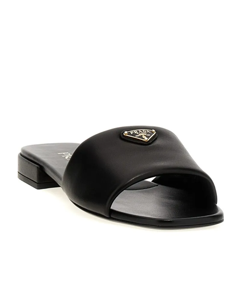 Triangle-Logo Slip-On Sandals