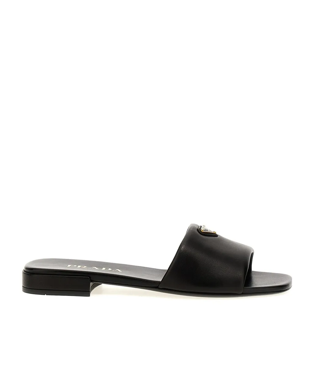 Triangle-Logo Slip-On Sandals