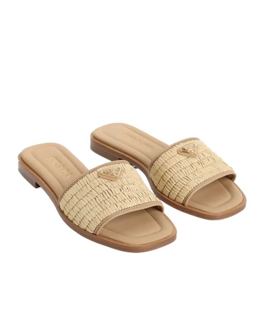 Logo Plaque Squared Toe Sandals