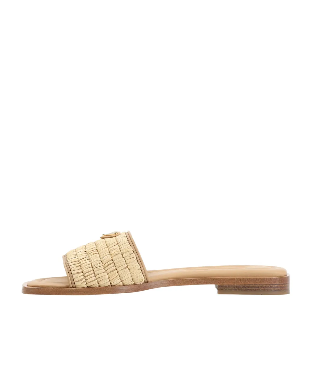 Logo Plaque Squared Toe Sandals