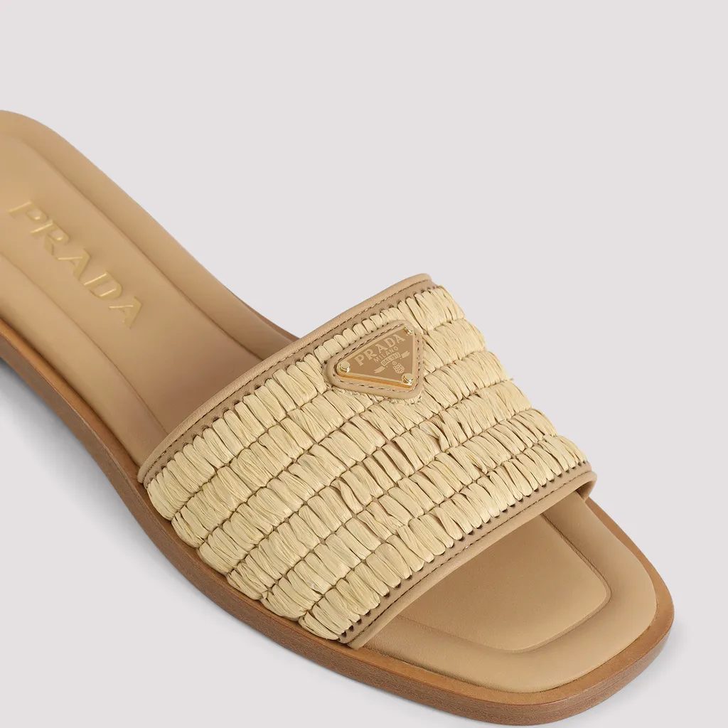 Logo Plaque Squared Toe Sandals
