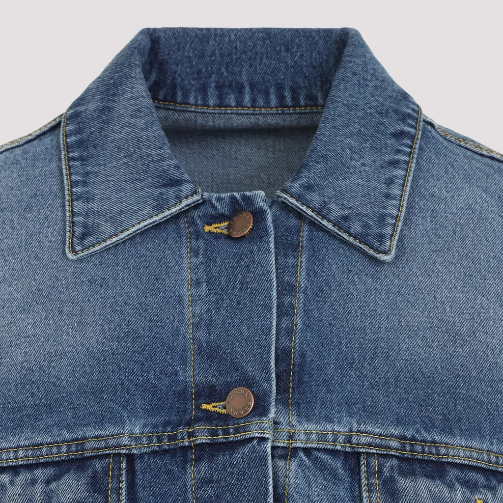 Logo Patch Cropped Denim Jacket