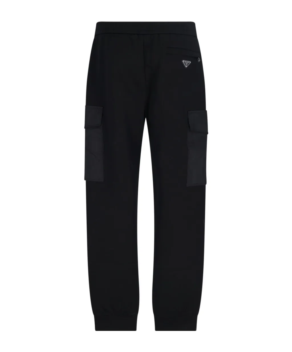 Cotton Fleece Joggers With Re-Nylon Details