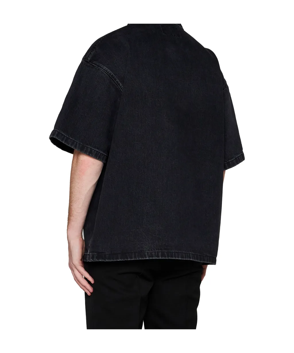 Logo Plaque Short Sleeved Denim Shirt