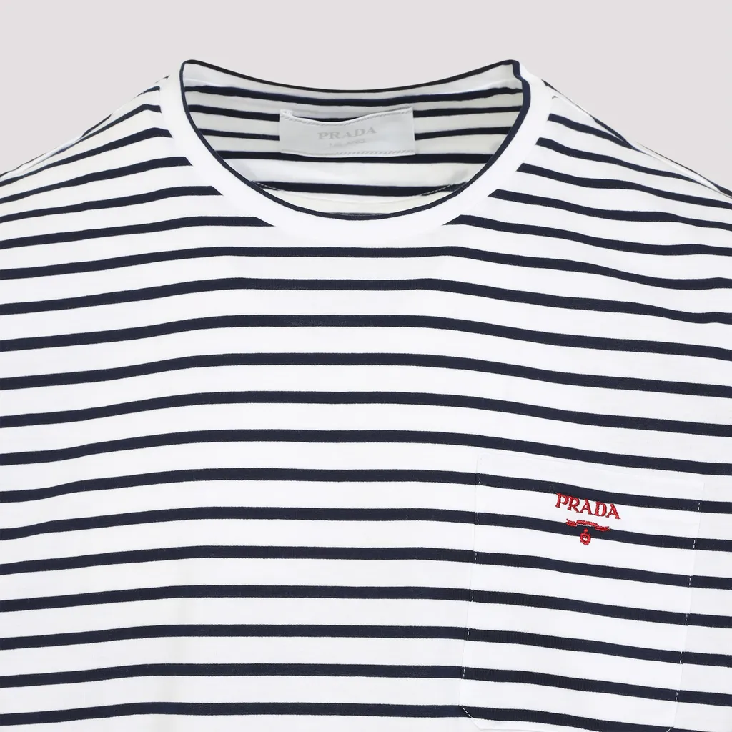 Logo Embroidered Striped T-Shirt