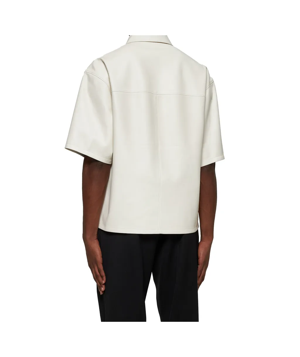 Short-Sleeved Zipped Leather Shirt