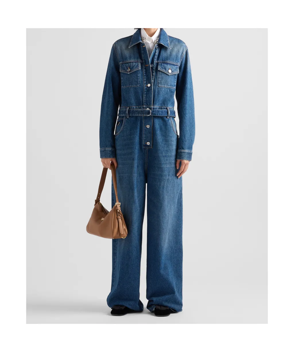 Belted Denim Jumpsuit